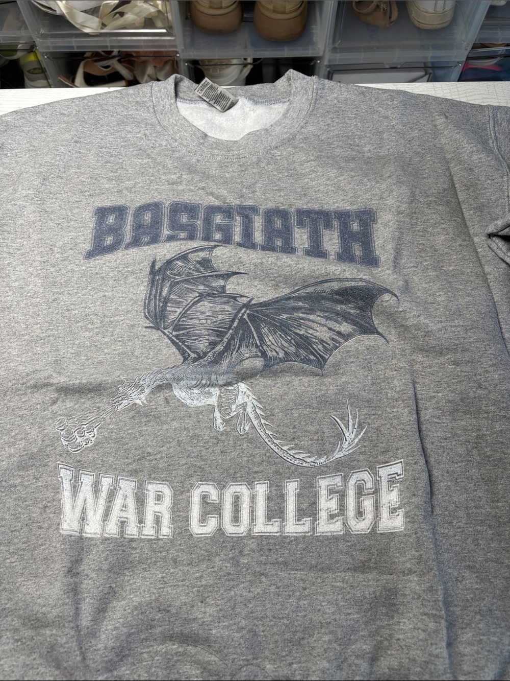 Gildan Gray 'War College' Dragon Graphic Crewneck